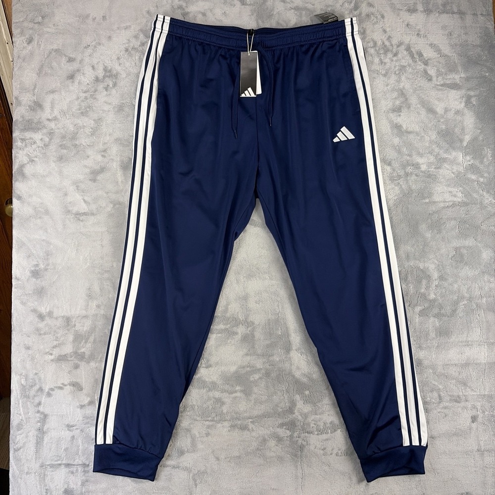 Adidas Men's 3 Stripes Tricot Regular Tapered Track Pants Blue 3XLT NWT